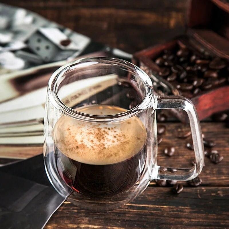 1pc 250ml Top Quality Borosilicate Handmade Glass Mugs Heat-resistant Double Glazing Glass for Milk Coffee Tea