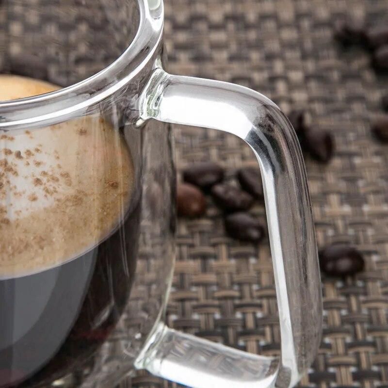 1pc 250ml Top Quality Borosilicate Handmade Glass Mugs Heat-resistant Double Glazing Glass for Milk Coffee Tea