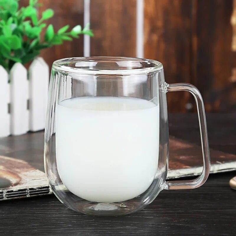1pc 250ml Top Quality Borosilicate Handmade Glass Mugs Heat-resistant Double Glazing Glass for Milk Coffee Tea