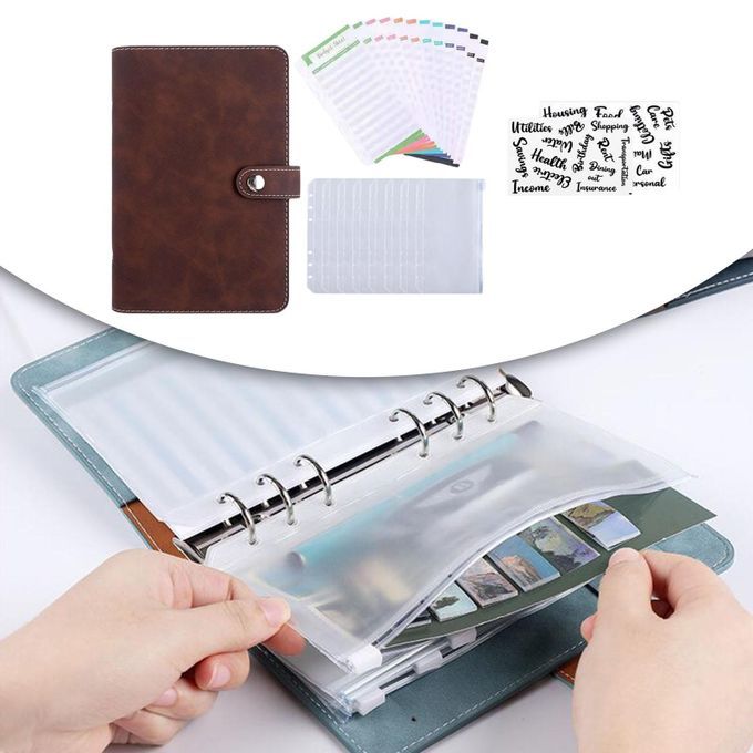 PU Leather Coupon Organizer Lose Leaf Cash Binder Dark Brown