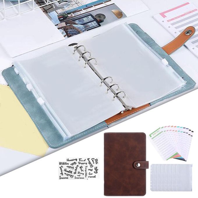 PU Leather Coupon Organizer Lose Leaf Cash Binder Dark Brown