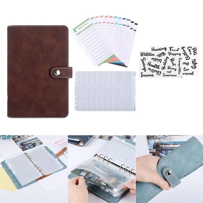 PU Leather Coupon Organizer Lose Leaf Cash Binder Dark Brown