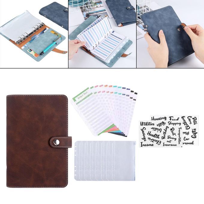 PU Leather Coupon Organizer Lose Leaf Cash Binder Dark Brown