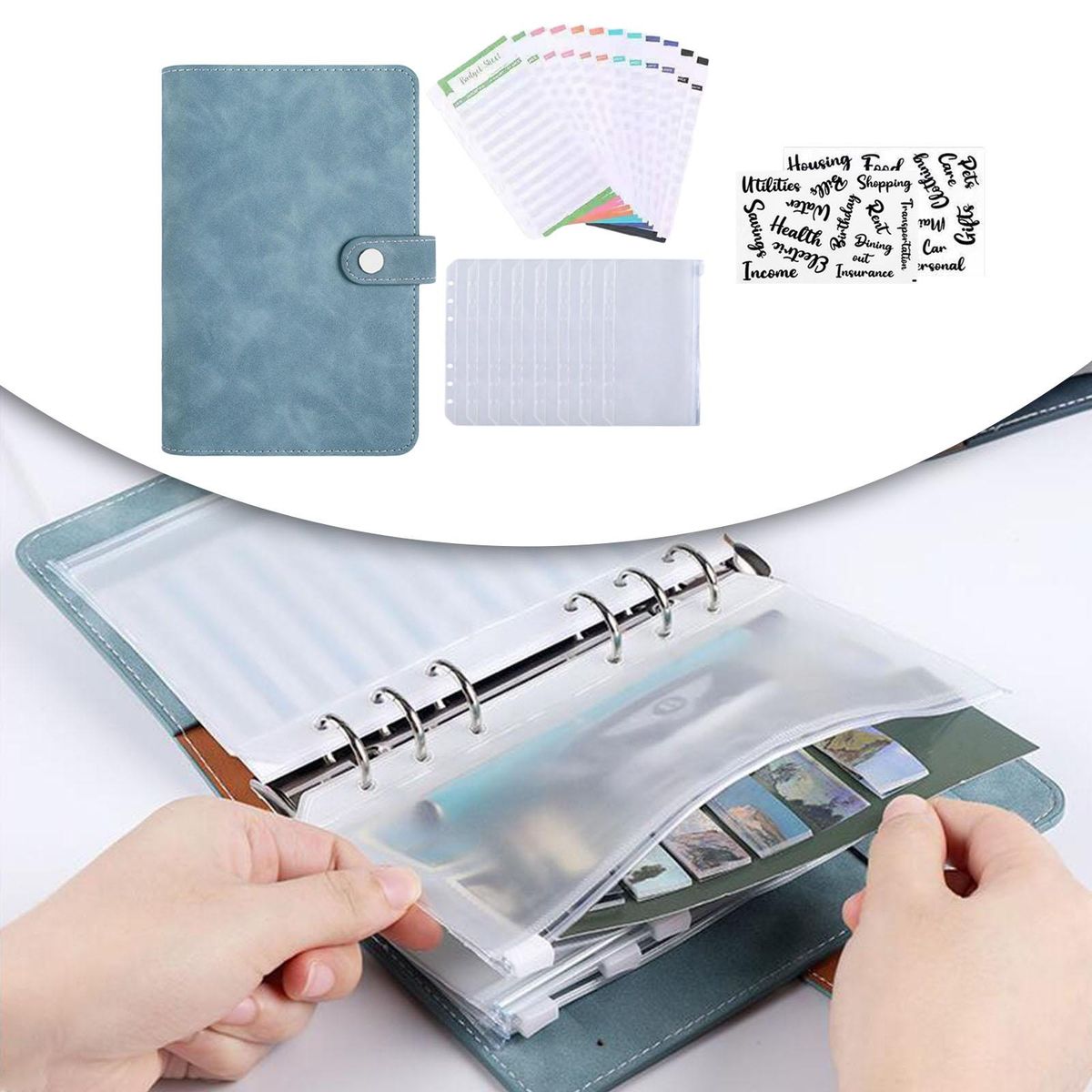 2 Count PU A6 Notebook Binder Budget Planner Organizer