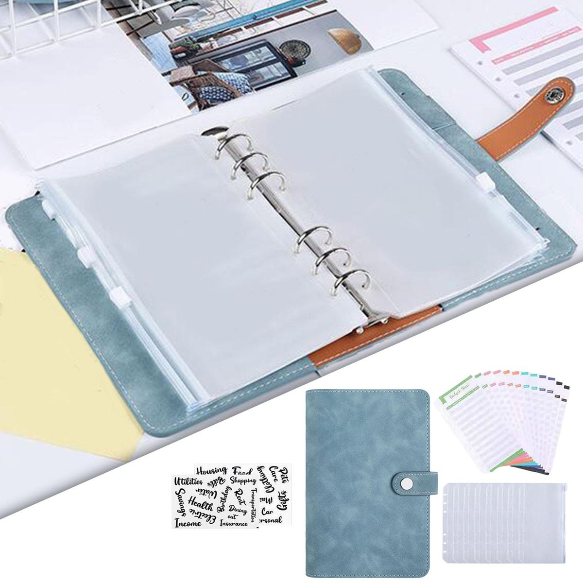 2 Count PU A6 Notebook Binder Budget Planner Organizer