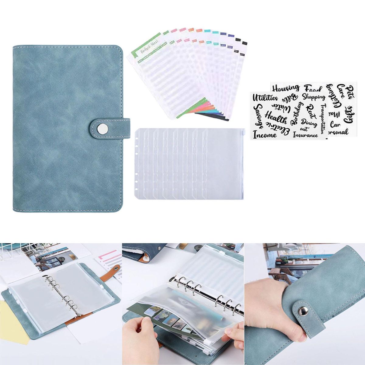 2 Count PU A6 Notebook Binder Budget Planner Organizer