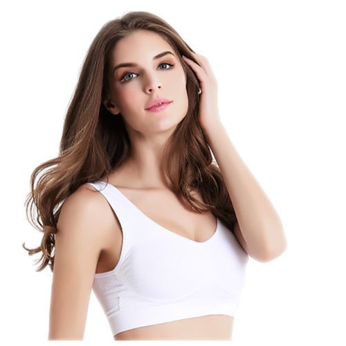 Large Size Women Sport Bra Yoga Fitness Running Gym Sports Vest Padded Seamless Push Up No Compact XXL XXXL(White)