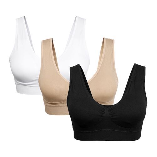 Large Size Women Sport Bra Yoga Fitness Running Gym Sports Vest Padded Seamless Push Up No Compact XXL XXXL(White)