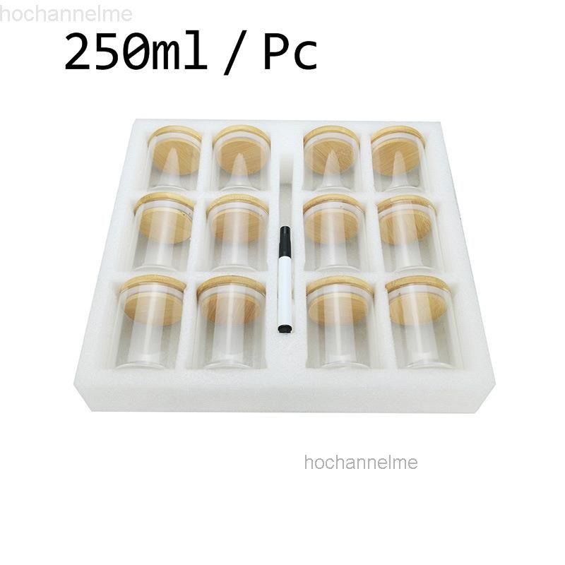 12 Pcs 6.5x8cm Gl Kitchen Storage Jars For Spices With Bamboo Cover Seasoning Airtight Container Condiments Organizer