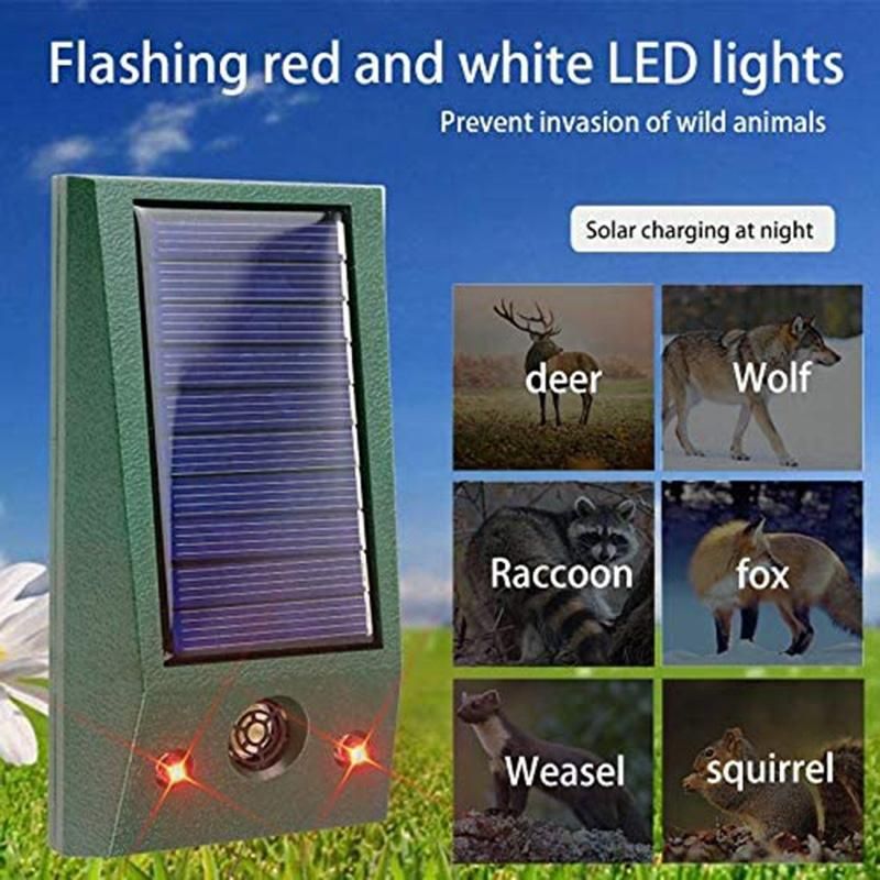 Ultrasonic Animal Outdoor Pest Dog Mouse Bird Catcockroach Insect Solar Repellent Flashing Red Light to Drive Wolf