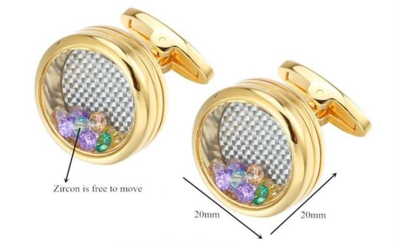 Exquisite Crystal Cufflinks Shakable Colorful Zircon Cuff Links Business Wedding Gift Men's Jewelry Accessory