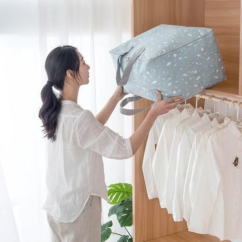Large Capacity Quilt Clothes Storage Bag Thick Linen Cotton Closet Wardrobe Organizer For Bedding Clothing Travel Luggage Bag