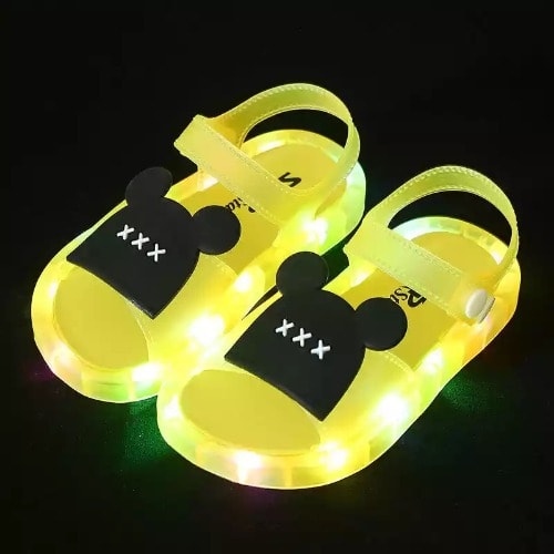 Kids Unisex Sandals With Neon Lights - Yellow