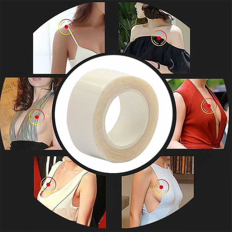 5M Double Sided Adhesive Body Tape Safe Waterproof Dress Cloth Tape Secret Breast Bra Strip Transparent Medical Lingerie Tape(#1 Piece)