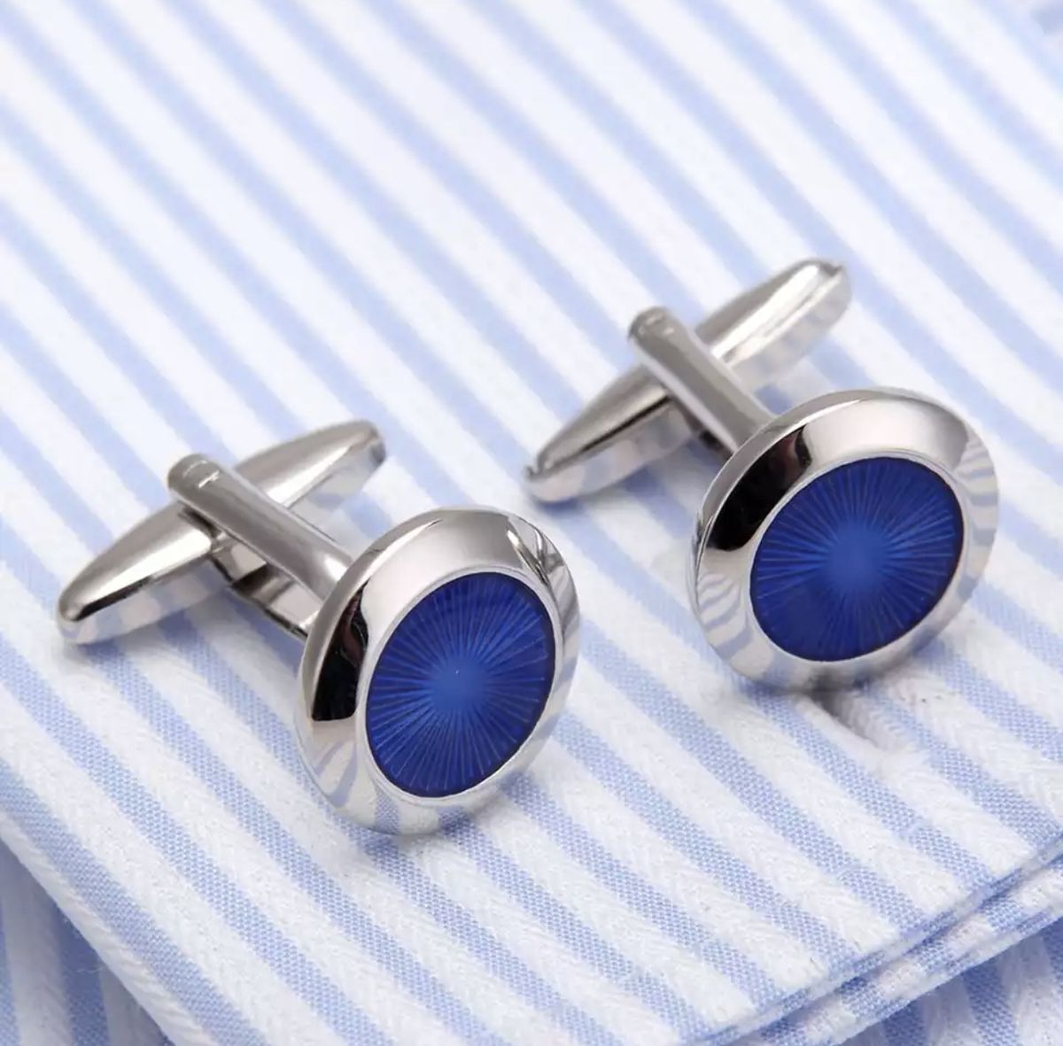 Men's Blue & Silver Cufflinks