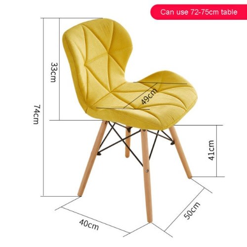 Set Of 2 Padded Wood Leg Dinning Chairs- Yellow