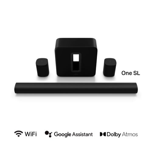 Wireless Bluetooth Surround Sound Set With Arc And 2 X One Sl- Black