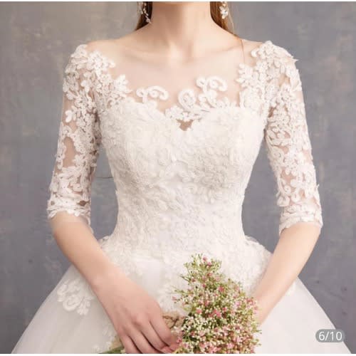 White Cathedral Trailing Wedding Dress