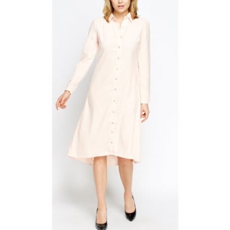 Long Asymmetric Shirt Dress - Peach