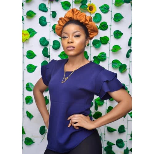 Eunice's Navy Blue Top With Double Flare Hand