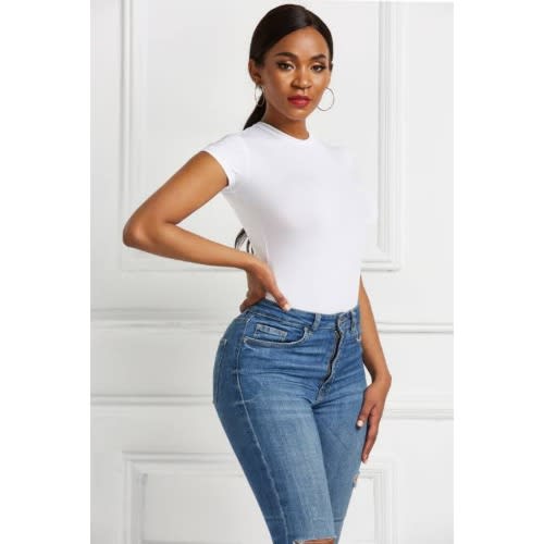 Short Sleeve Bodysuit- White