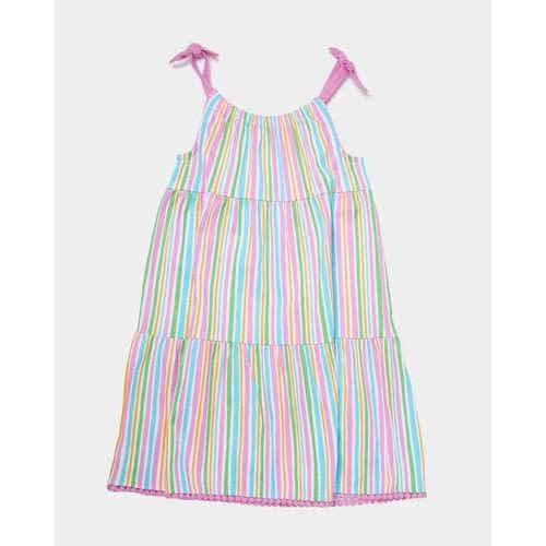Girls Tiered Striped Dress