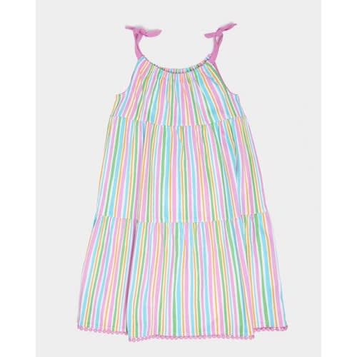 Girls Tiered Striped Dress