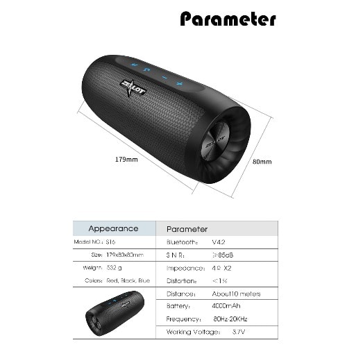 S16 Portable Wireless Stereo Sound Bluetooth Speaker