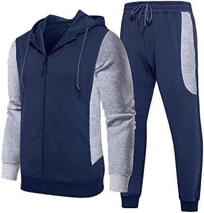 Classy Well Tailored Hoodie & Drawstring Joggers - Grey & Blue