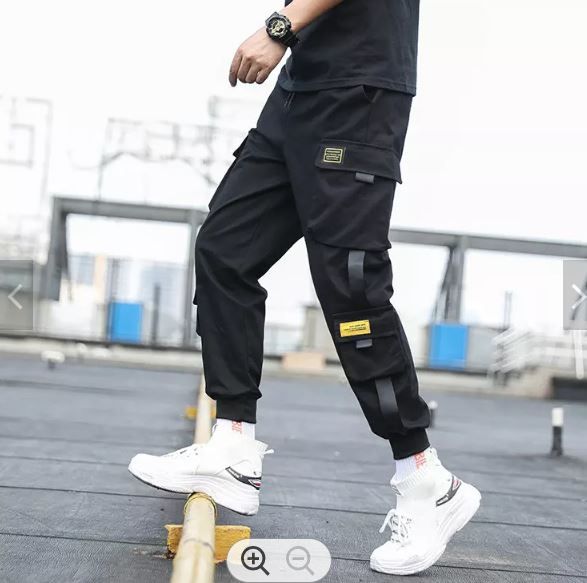 Cargo Joggers - Combat Pants - Men's Trousers Set - Black