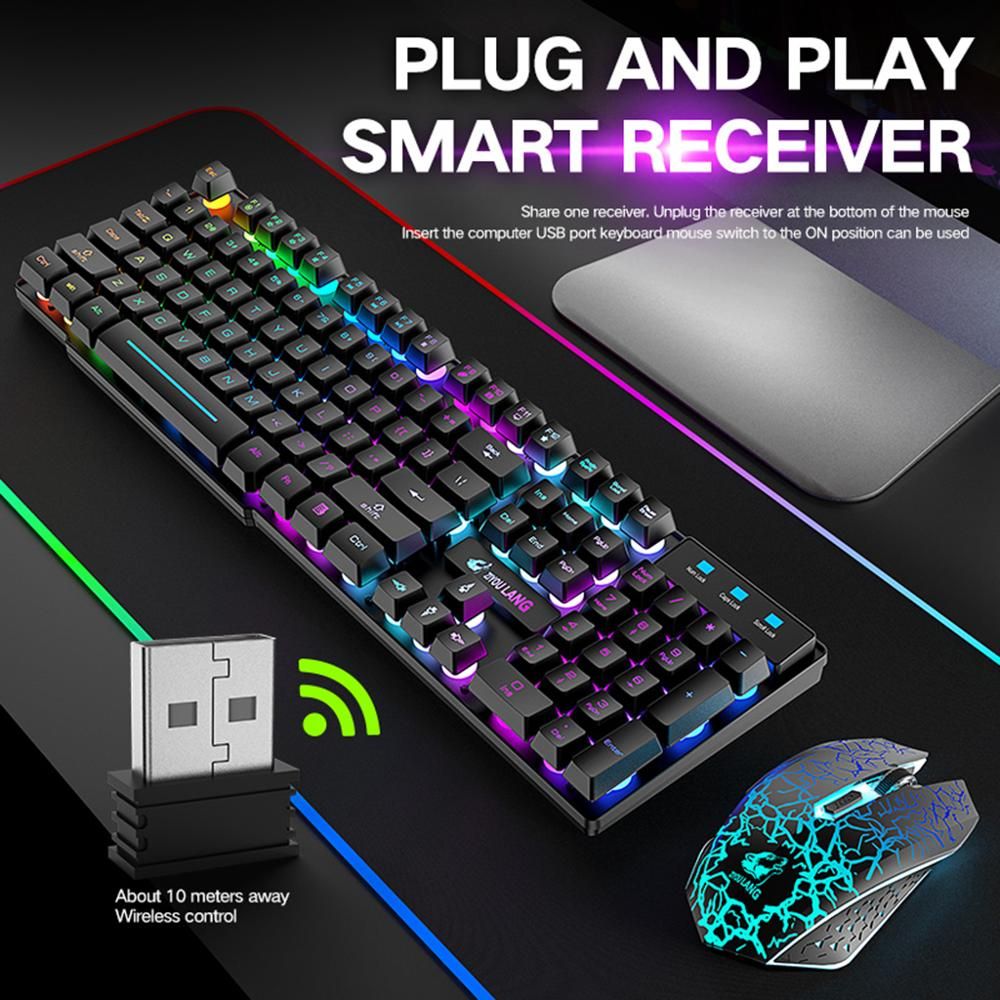 2.4g Rechargeable Wireless Gaming Keyboard And Mouse Set