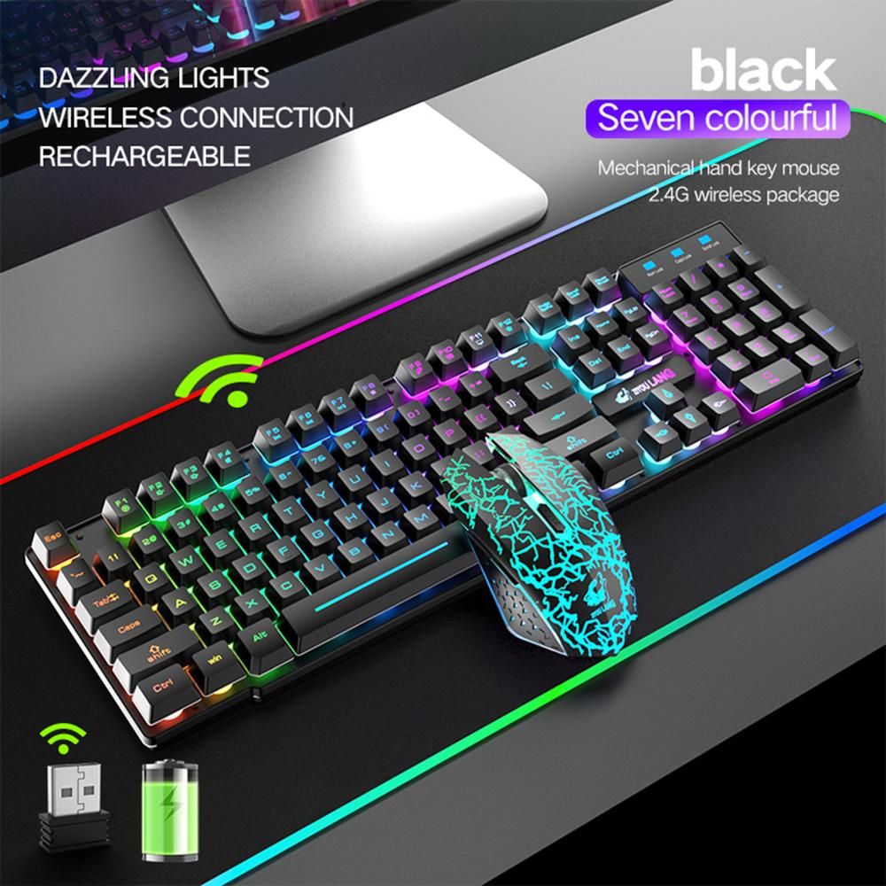 2.4g Rechargeable Wireless Gaming Keyboard And Mouse Set