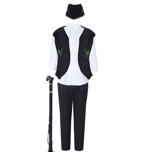 Kids Efik Traditional Complete Wear With Walking Stick