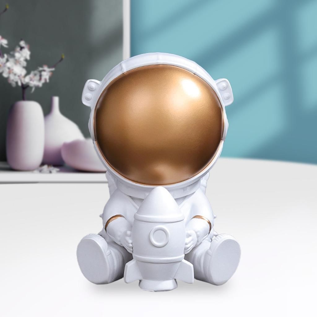 Astronaut Figurines Bookshelf Collectible Hotel Nursery Sit Gold