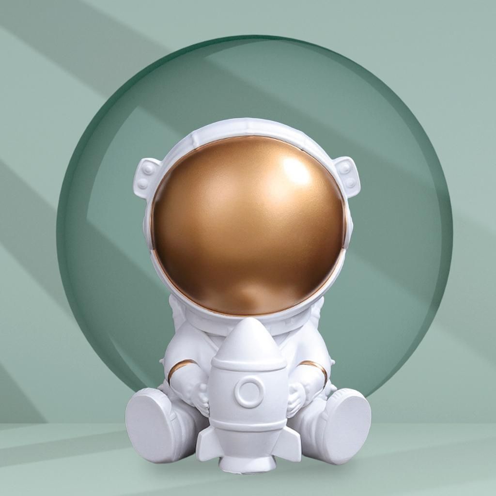 Astronaut Figurines Bookshelf Collectible Hotel Nursery Sit Gold