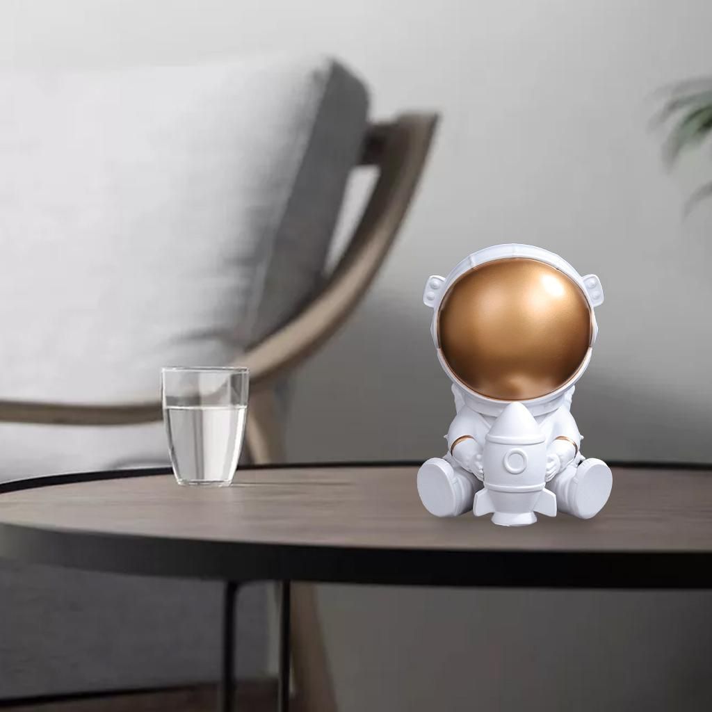 Astronaut Figurines Bookshelf Collectible Hotel Nursery Sit Gold