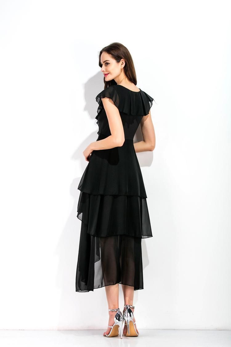 Dress dress summer new sexy hollow binding hem irregular slim chiffon dress