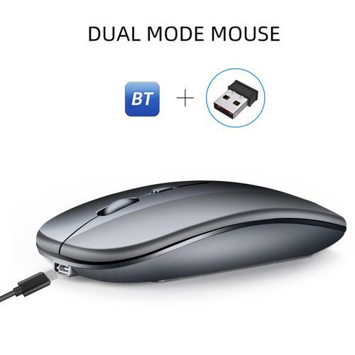2.4GHz Ultrathin Silent Rechargeable (Dual Mode) Wireless And Bluetooth Notebook PC Mouse (Black)