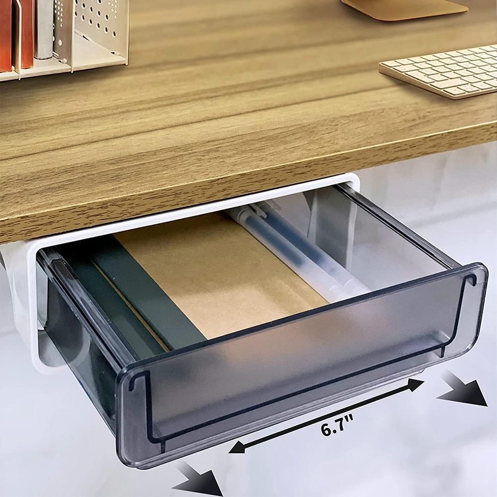 Under Desk Drawer  Adhesive Drawer Organizer  7 Inch Hidden Slide Pull Out Under Desk Storage Accessories Small