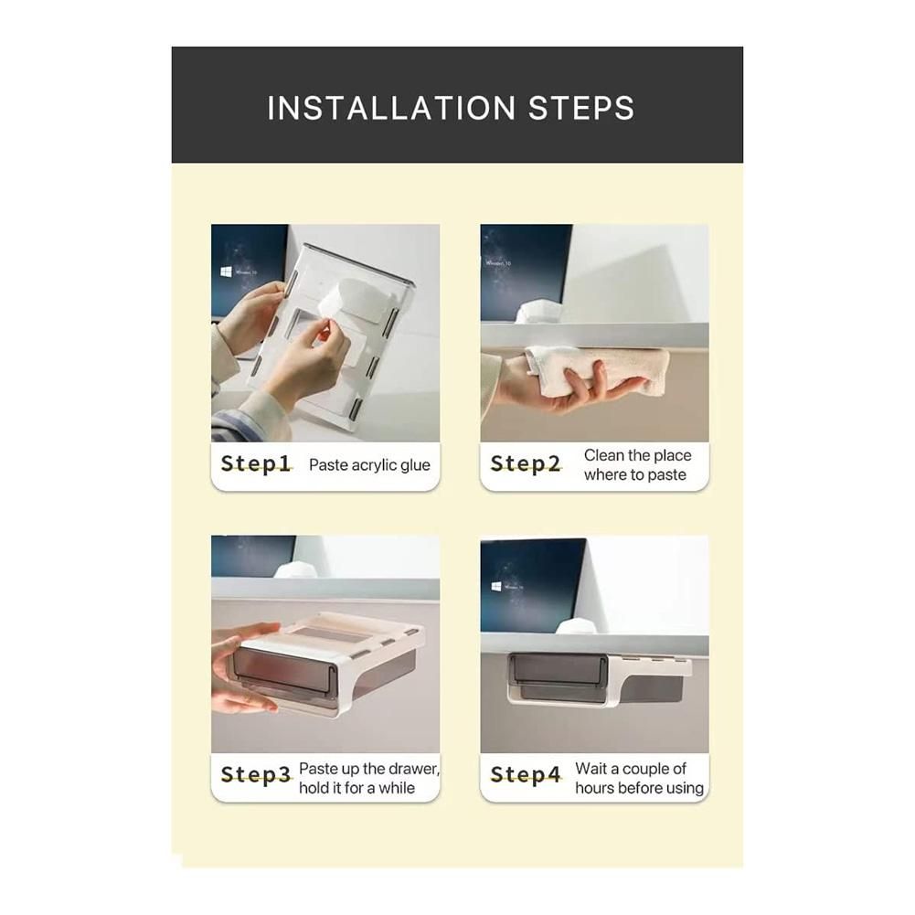 Under Desk Drawer  Adhesive Drawer Organizer  7 Inch Hidden Slide Pull Out Under Desk Storage Accessories Small