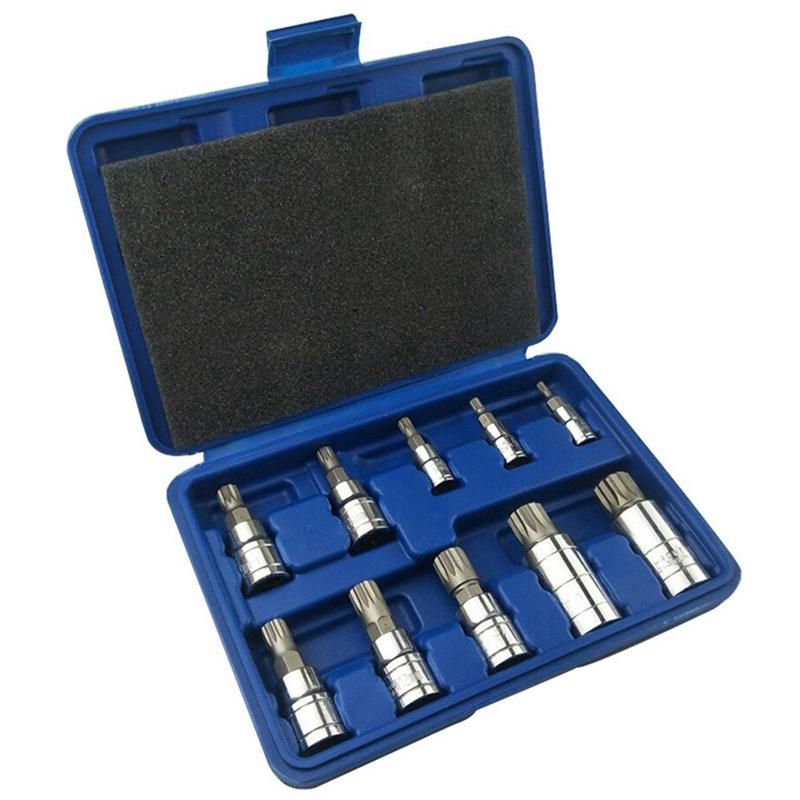 10-Piece Set of Middle Hole 12 Batch Head Sleeve Bit Set 12 Point M Series Sleeve