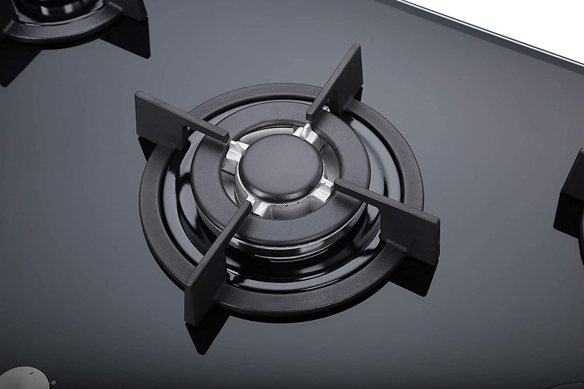 60cm Built-in 4 Burner Black Gas On Glass Hob Aut Batt Ign