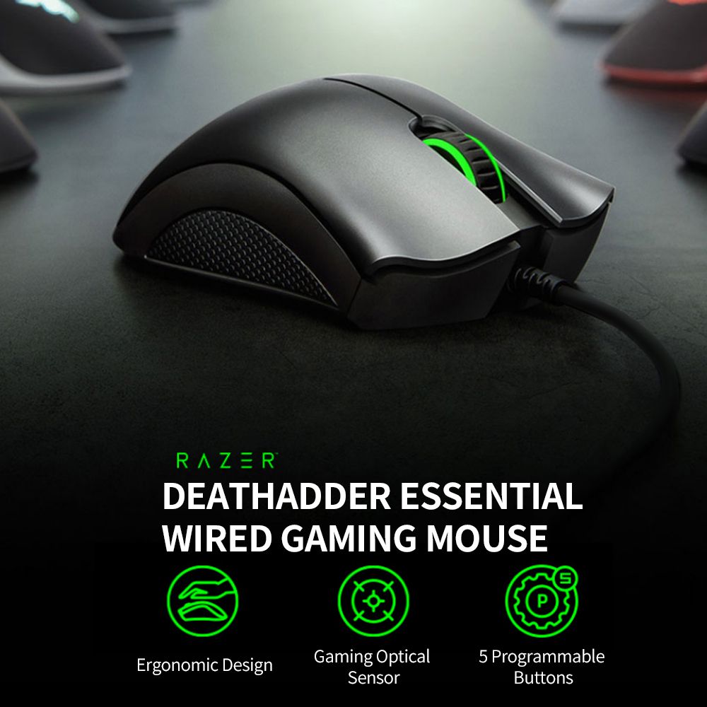 Wired Gaming Mouse Programmable 6400DPI Optical Sensor