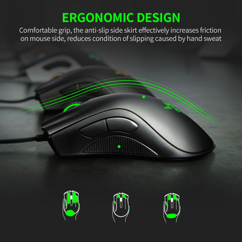 Wired Gaming Mouse Programmable 6400DPI Optical Sensor