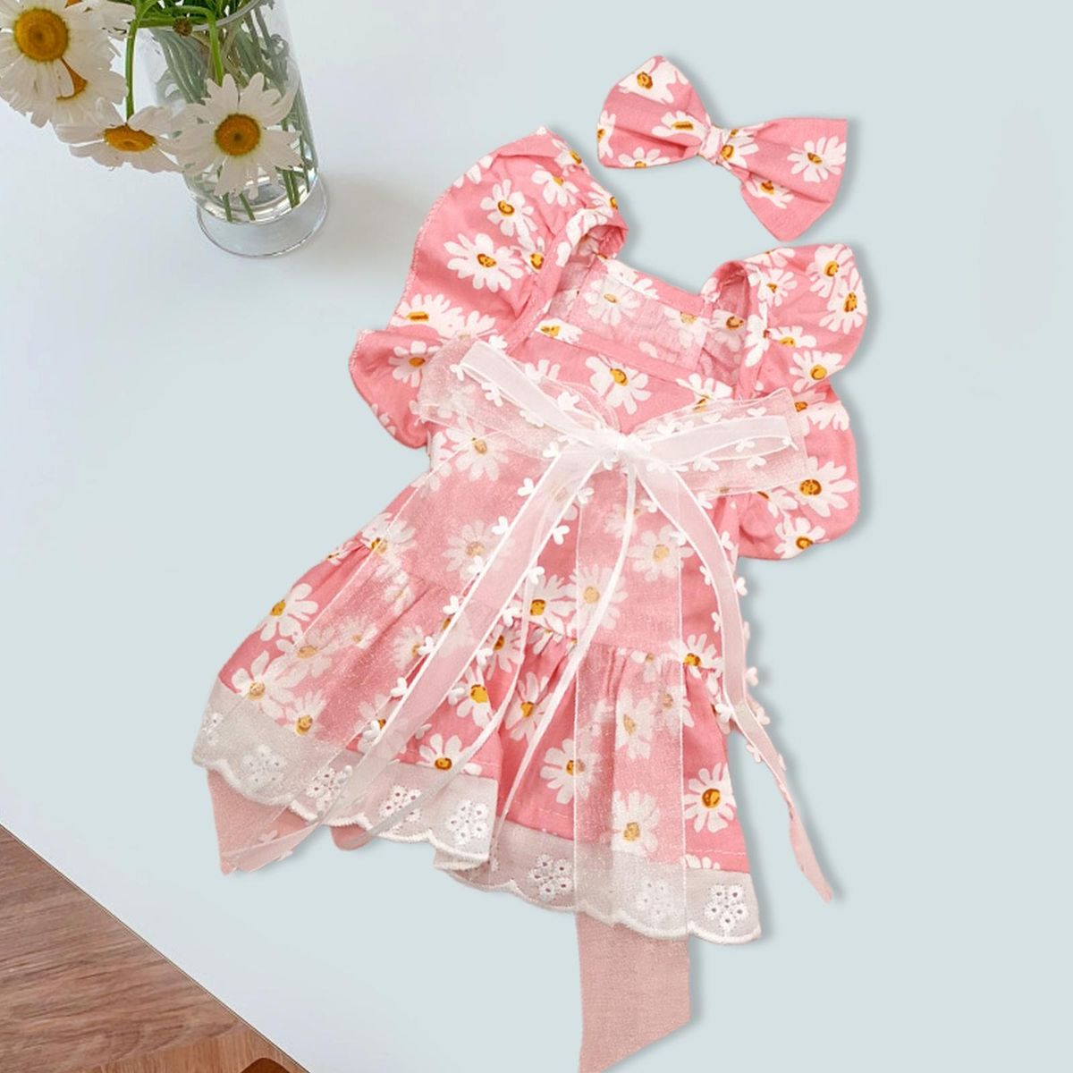 Pet Dress Cat Shirt Pet Dog Dress Summer Clothes Pink