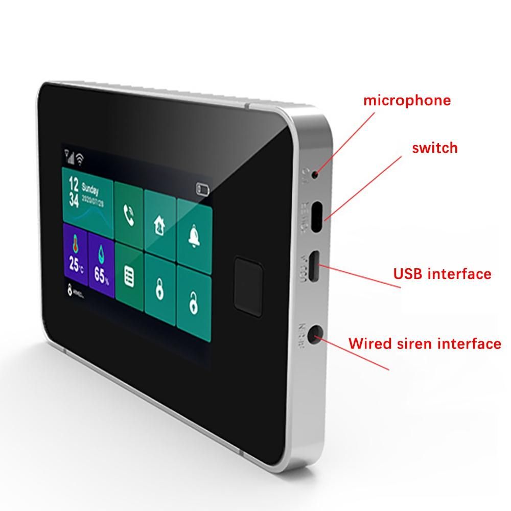 4.3 Inch Full Touch Smart Home Alarm S0S Temperature