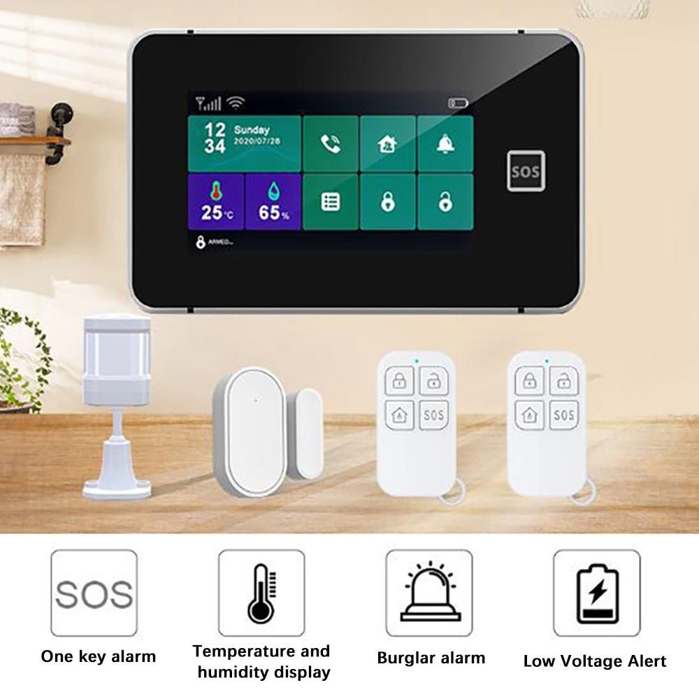 4.3 Inch Full Touch Smart Home Alarm S0S Temperature