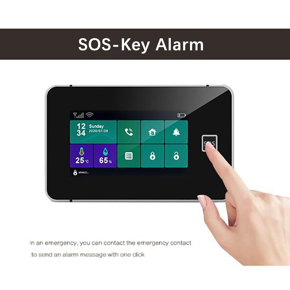 4.3 Inch Full Touch Smart Home Alarm S0S Temperature