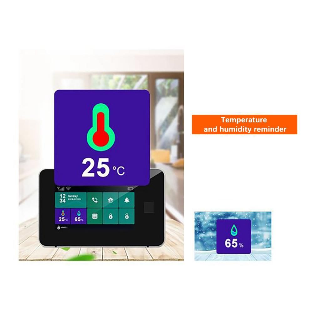 4.3 Inch Full Touch Smart Home Alarm S0S Temperature