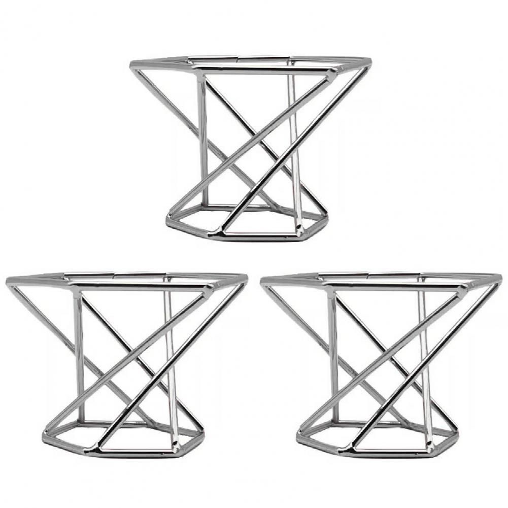 3PCS Geometric Metal Plant Display Rack Elegant Nordic Style Widely Use Air Plant Stand Holder Minimalist Flower Vase For Home Silver